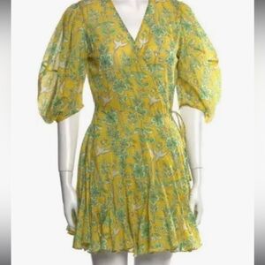 Rhode yellow wrap mini dress, small